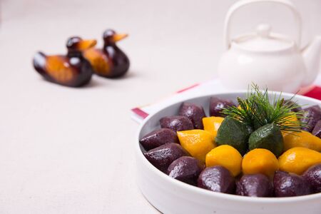 Concept of Korean traditional food, wrapping cloth and refreshments.の写真素材