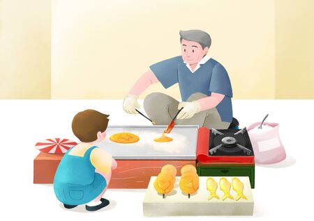 Local marketplace scene vector illustration 009の写真素材
