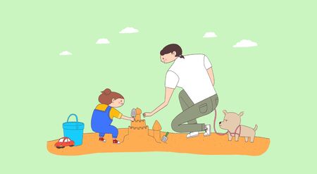 Daily life of family, having fun together in summer 002の写真素材