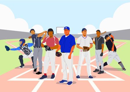Healthy lifestyle concept, group of sports members illustration 006のイラスト素材