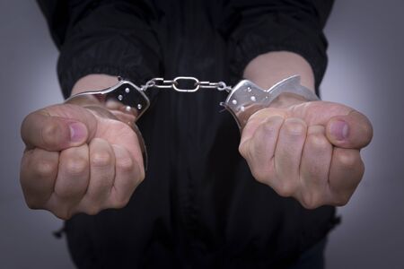Criminal concept photo, Male Thief with handcuff