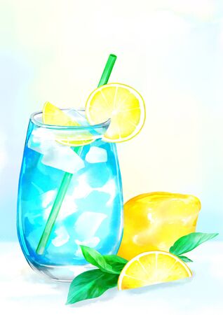 Summer iced drinks illustration 007の写真素材