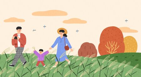 Happy time in Autumn illustration 001の写真素材