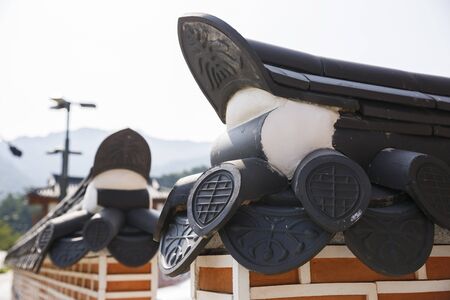 Traditional Korean style architecture, Hanok Village landscapeの写真素材