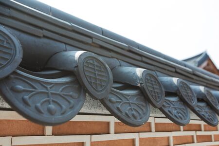 Traditional Korean style architecture, Hanok Village landscapeの写真素材