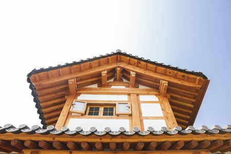Traditional Korean style architecture, Hanok Village landscapeの写真素材