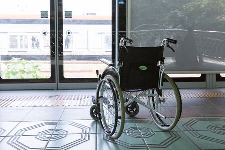 Disabled handicapped man sitting on wheelchair 103の写真素材