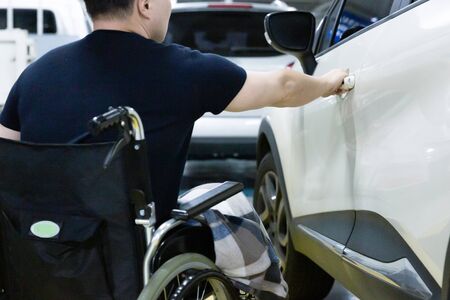 Disabled handicapped man sitting on wheelchair 032の写真素材