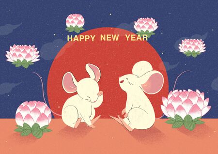 Year of the Rat 2020 happy new year illustrationの写真素材