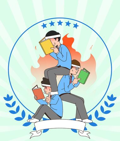 Happy students teenagers cartoon character illustration 007のイラスト素材