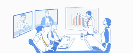 Teamwork, business people working office corporate team concept illustration 011のイラスト素材