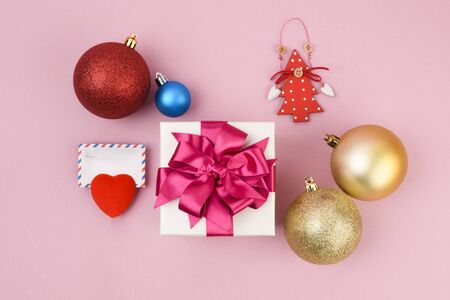 Merry Christmas seasonal concept, Christmas various decorations and gift box elements 073の写真素材