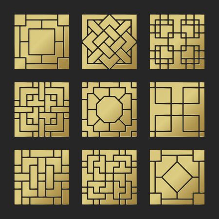 Korean traditional patterns, ornaments and symbols in asian design style illustrationのイラスト素材