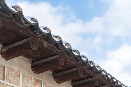 Korean traditional architecture, wintertime landscape of Korean palace 013の写真素材