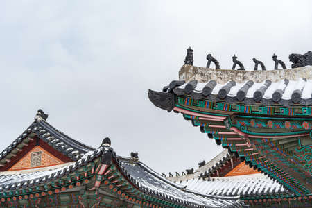 Korean traditional architecture, wintertime landscape of Korean palace 134の写真素材