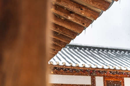 Korean traditional architecture, wintertime landscape of Korean palace 034の写真素材