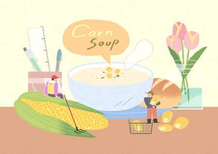 Healthy and quick breakfast illustration 003