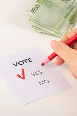 Voting and Election concept, voting paper in the ballot box 053の写真素材