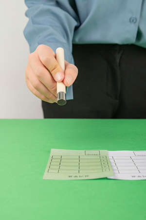 Voting and Election concept, voting paper in the ballot box 030