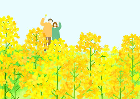 Beautiful spring day with colorful flowers illustration 012