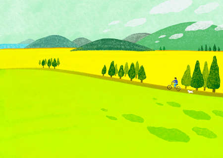 Beautiful spring natural scenery illustration 003の写真素材