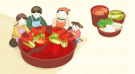 kimjang, kimchi-making for the winter 001の写真素材