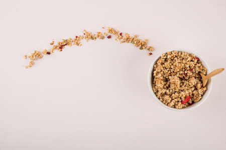Delicious and healthy breakfast concept - cereal, Porridge and Energy bar 091の写真素材