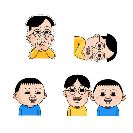 Facial emoticons, Various facial expressions set cartoon style 002のイラスト素材