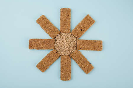 Delicious and healthy breakfast concept - cereal, Porridge and Energy bar 131