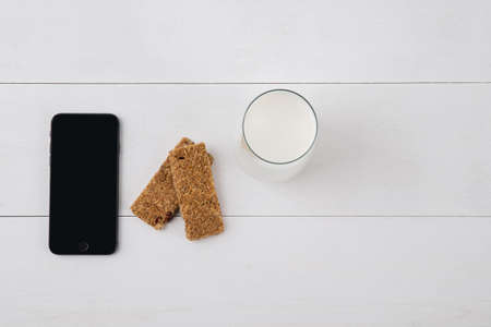 Delicious and healthy breakfast concept - cereal, Porridge and Energy bar 159の写真素材