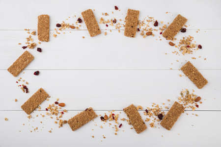 Delicious and healthy breakfast concept - cereal, Porridge and Energy bar 154