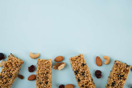 Delicious and healthy breakfast concept - cereal, Porridge and Energy bar 135の写真素材