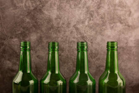 Close up of different glasses and bottles. drinking culture concept photo 077の写真素材