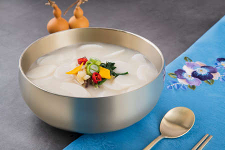 the Korean traditional wrapping cloth, refreshments and greeting card 030の写真素材