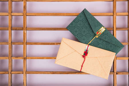 the Korean traditional wrapping cloth, refreshments and greeting card 111の写真素材