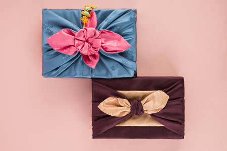 the Korean traditional wrapping cloth, refreshments and greeting card 048の写真素材