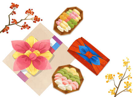 Chuseok object, sensibility concept illustration 006