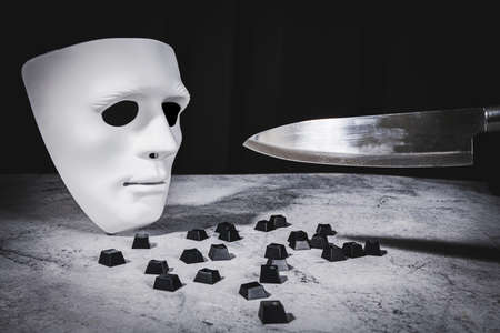 Cyber protection and security concept. Internet hacked computer server, database, network storage, firewall, social network account. 111の写真素材