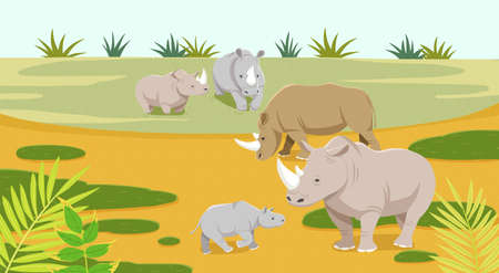 Peaceful wild animals, RF illustration 006の写真素材