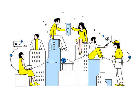 Home finance concept, money saving planning flat design illustration 008のイラスト素材