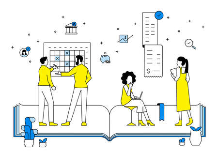 Home finance concept, money saving planning flat design illustration 006のイラスト素材