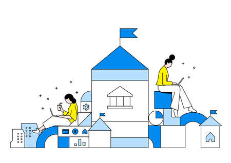 Home finance concept, money saving planning flat design illustration 004のイラスト素材