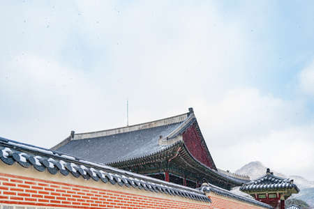 Korean traditional architecture, wintertime landscape of Korean palace 025のeditorial素材