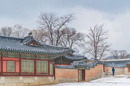 Korean traditional architecture, wintertime landscape of Korean palace 105のeditorial素材