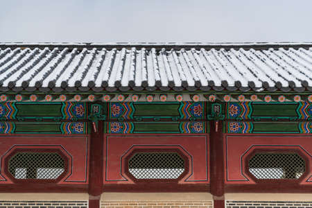 Korean traditional architecture, wintertime landscape of Korean palace 043のeditorial素材