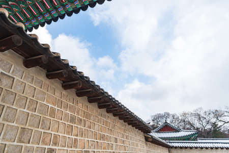 Korean traditional architecture, wintertime landscape of Korean palace 006のeditorial素材