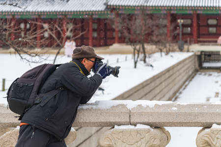 Korean traditional architecture, wintertime landscape of Korean palace 063のeditorial素材
