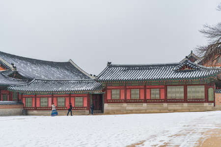 Korean traditional architecture, wintertime landscape of Korean palace 125のeditorial素材