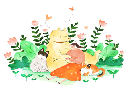 Concept of eco with family illustrationの写真素材