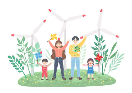 Eco green energy lifestyle concept in flat design illustration. 001の写真素材